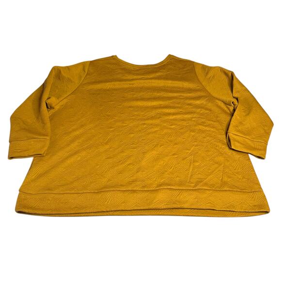 Ulla Popken Plus Crew Neck 3/4 Sleeve Mustard Quilted Design Sweatshirt - 28/30 - Picture 7 of 10